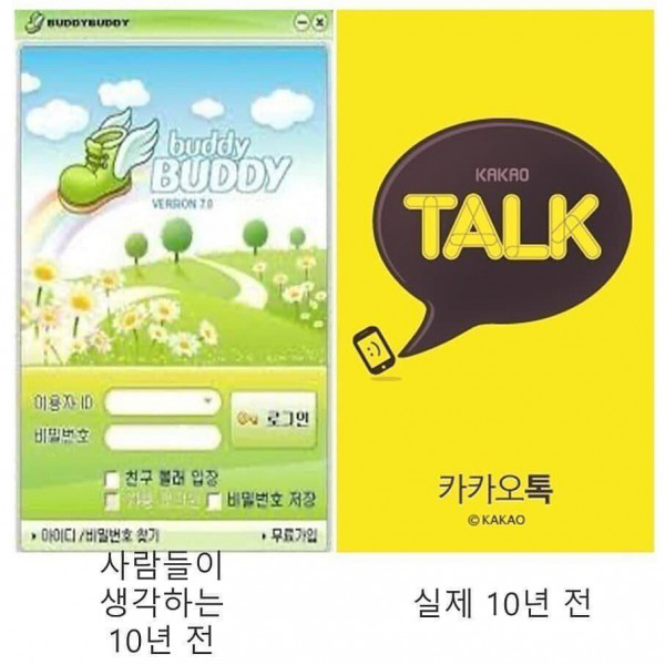 사람들이 생각하는 10년전 vs 실제 10년전