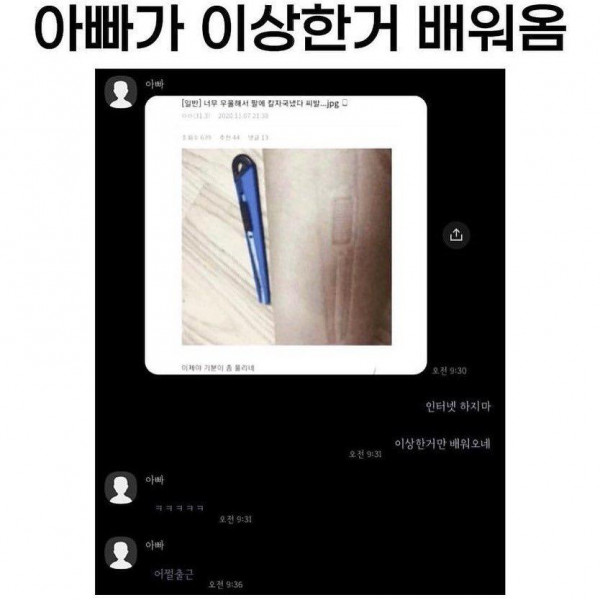 아빠가 인터넷에서 이상한 거 배워옴