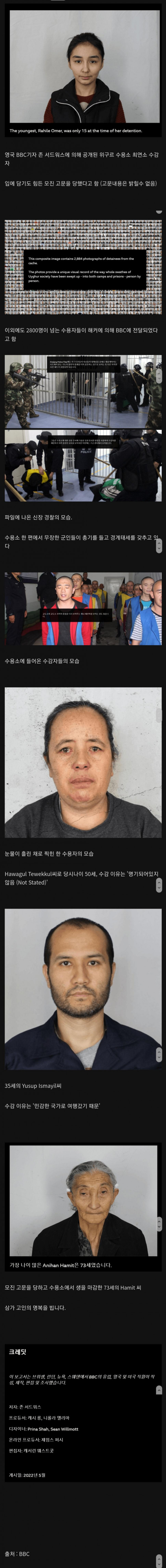 신장 위구르 수용자 사진 유출 됨